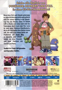 Erlebe alle Staffeln von Pokémon: Diamant und Perl. Staffel 10-13 mit 189 Episoden. Illustrationen von Charakteren und Pokémon.
