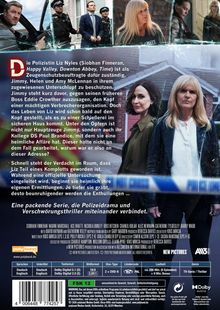 Textbeschreibung: Eine Polizistin schützt Zeugen, gerät in Gefahr und ermittelt heimlich. Oben: Polizeiszene. Unten: Zwei Frauen vor Haus.