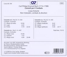 Carl Philipp Emanuel Bach (1714-1788): Cembalokonzerte Wq.5,26,34, CD