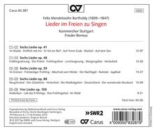 Felix Mendelssohn Bartholdy (1809-1847): Weltliche Chorlieder - Lieder im Freien zu Singen, CD