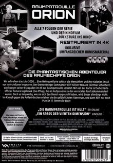 Titel: Raumpatrouille Orion. Alle 7 Folgen und Kinofilm restauriert in 4K mit Bonusmaterial. Bilder zeigen Szenen und Schauspieler.