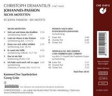 Christoph Demantius (1567-1643): Johannes-Passion, CD