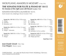Wolfgang Amadeus Mozart (1756-1791): Flötensonaten KV 10-15, CD