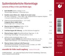 Spätmittelalterliche Marienklage, CD