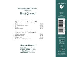 Alexander Gretschaninoff (1864-1956): Streichquartette Nr.2 &amp; 4, CD