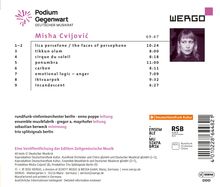 Misha Cvijović: neun Musiktitel mit Zeiten, "Podium Gegenwart," "WERGO" Logo, Porträt einer Frau.