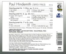 Paul Hindemith (1895-1963): Streichquartette Nr.1,4,7, CD