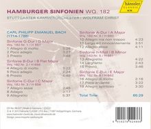 Carl Philipp Emanuel Bach (1714-1788): Symphonien Wq.182 Nr.1-6 "Hamburger", CD