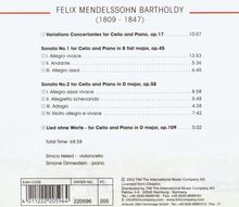 Felix Mendelssohn Bartholdy (1809-1847): Werke für Cello &amp; Klavier, CD