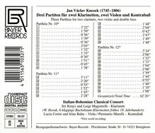 Jan Vaclav Knezek (1745-1806): Partiten Nr.10-12 für 2 Klarinetten,2 Violen,Kontrabass, CD