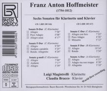 Franz Anton Hoffmeister (1754-1812): Sonaten für Klarinette &amp; Klavier Nr.1-6, 2 CDs