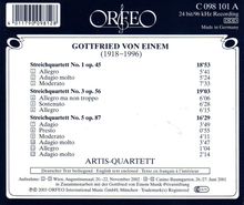 Gottfried von Einem (1918-1996): Streichquartette Nr.1,3,5, CD