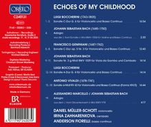 Orfeo-Logo und "ECHOES OF MY CHILDHOOD": Musikalbum mit Werken von Boccherini, Bach, Geminiani und Vivaldi.