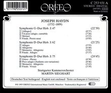 Joseph Haydn (1732-1809): Symphonien Nr.47,62,75, CD