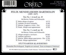 Felix Mendelssohn Bartholdy (1809-1847): Klaviertrios Nr.1 &amp; 2, CD