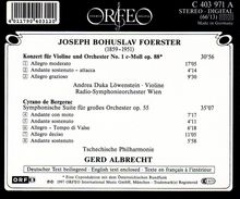 Josef Bohuslav Foerster (1859-1951): Violinkonzert Nr.1 c-moll op.88, CD