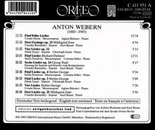 Anton Webern (1883-1945): Lieder, CD