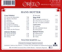 Hans Hotter singt Lieder, CD