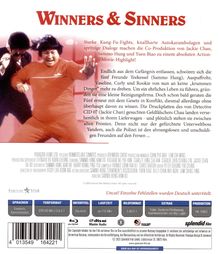 Der Titel "Winners & Sinners" steht oben in Rot. Darunter eine Beschreibung des Films mit Action- und Kung-Fu-Elementen.