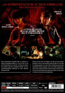 "Ein Körpertausch-Action-Thriller" und "Actiongeladener Film mit jeder Menge Blut und Gewalt". Zwei Männer in dramatischer Pose.