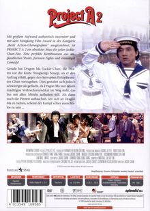„Project A 2“: Film über Polizeibeamten Dragon Ma. Enthält Action, Stunts, Kampfkunst. Darstellung in Uniform salutierend.