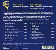 Albumrückseite mit Titelliste: "How did we get here?" mit elf Tracks und Künstlern Tim Collins und Mulo Francel.