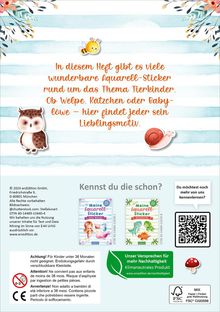 Meine Aquarell-Sticker - Tierkinder, Diverse