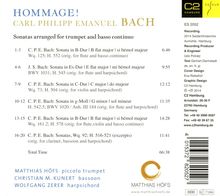 Carl Philipp Emanuel Bach (1714-1788): Sonaten für Trompete &amp; Bc Wq. 73,92,125,161 "Hommage", CD