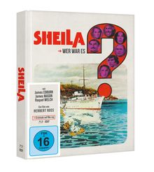 "Sheila - Wer war es". Bild eines Schiffes im Wasser mit großem Fragezeichen, Schauspielerporträts.