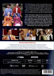Texte: 
- Der Pfleger Benigno und der Journalist Marco...
- Pedro Almodóvar zeigt sich hier auf dem Höhepunkt...
- BONUSMATERIAL: Audiokommentar von Pedro Almodóvar...
Bilder: Szenen aus einem Film, vier Personen, drei sitzend.