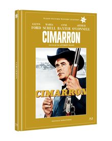 „Cimarron“ in Großbuchstaben, Namen wie Glenn Ford. Cover zeigt einen Mann mit Cowboyhut und Gewehr.