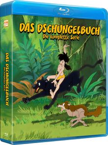 "Das Dschungelbuch: Die komplette Serie" auf einer Blu-ray-Hülle, mit einer Illustration von Mogli auf einem Panther.