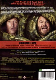 "Jack Black und Paul Rudd sind durchgehend urkomisch", unter einer Anaconda gezeigt, mit roten und gelben Textblöcken.