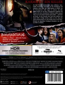 "Karma ist ein Killer. Bonusmaterial: Outtakes & Patzer. Rückkehr nach Southport. 4K TV, Ultra HD, HDMI 2.0 Kabel empfohlen."

In einem düsteren Korridor bedroht eine Gestalt einen am Boden liegenden Mann. Vier junge Menschen blicken schockiert.