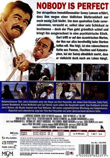 „NOBODY IS PERFECT“ in roter Schrift. Darunter eine Beschreibung eines Films über Sonny Lawson und eine rabenschwarze Komödie.