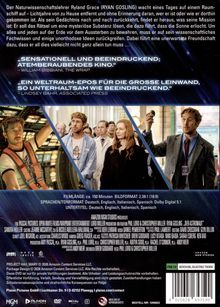 Ein Text beschreibt das Erwachen von Ryland Grace auf einem Raumschiff und seine Mission, die Erde zu retten. Darunter zwei Zitate: eins von William Bibbiani über "sensationelles Kino" und eins über ein "Weltraum-Epos" von Lindsey Bahr. Im unteren Bereich sind Schauspieler in verschiedenen Szenen abgebildet.
