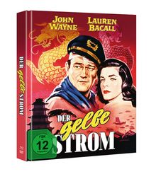 DVD-Hülle mit "Der gelbe Strom", John Wayne, Lauren Bacall, FSK 12. Illustration zeigt ein Paar vor einem Drachen.