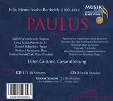 "PAULUS Op. 36" steht groß in der Mitte, umgeben von Künstlernamen und musikalischen Details. Oben ein Kirchenlogo.