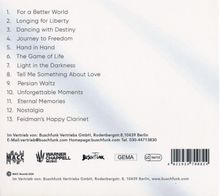 1. For a Better World, 2. Longing for Liberty, bis 13. Feidman's Happy Clarinet. Unten: Kontaktdaten, Logos und ein Barcode.