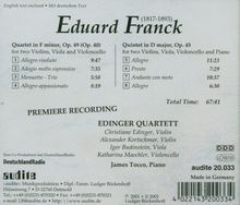 Eduard Franck (1817-1893): Streichquartett op.49, CD