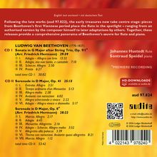 CDs mit Beethoven-Stücken. Auflistungen: Sonate, Serenade. Musiker: Johannes Hustedt (Flöte), Sontraud Speidel (Klavier).