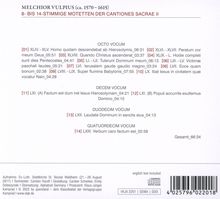 Melchior Vulpius (1570-1615): Motetten (8- bis 14-stimmig) aus Cantiones Sacrae II, CD