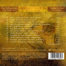 JAHRESZEITEN OP. 37bis. Liste der Monate mit Titeln, z. B. Januar: Am Kamin. Komponist: Pjotr Tschaikowsky.