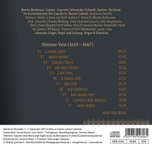 Es handelt sich um das Repertoire und Details einer Musikaufnahme von Simone Vesi, mit Titeln und Dauer der Stücke.