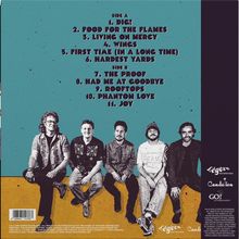 Texte: "SIDE A 1. DIG! 2. FOOD FOR THE FLAMES ... 11. JOY". Illustration: Fünf sitzende Männer in einem Pop-Art-Stil.