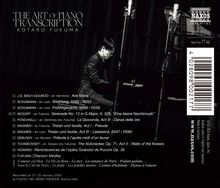 Text: "THE ART OF PIANO TRANSCRIPTION - KOTARO FUKUMA", Stücke von Bach, Schumann, Mozart, u.a. Ein Pianist spielt.