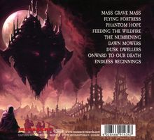 Liste von Songtiteln vor düsterer Landschaft mit Ruinen und einer Burg am Himmel.