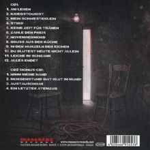 CD1 und CD2 Titelliste, düsterer Raum mit zwei leeren Stühlen, Seil, offene Tür mit Lichtschein.