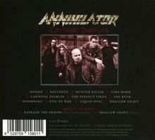 "Annihilator Carnival Diablos" mit Titeln: Denied, Battered, Hunter Killer, Time Bomb. Foto von fünf Rockmusikern.