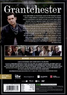 Oben steht "Grantchester". Darunter ist eine Beschreibung der achten Staffel der Serie. Unten Bilder von Charakteren. FSK 12.